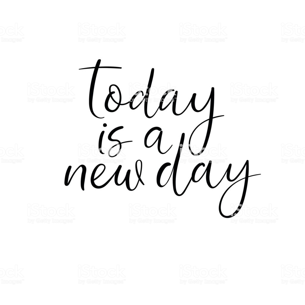 Today is a new day greeting card, postcard. Handwritten motivational phrase. Vector illustration. Modern brush calligraphy. Isolated on white background.